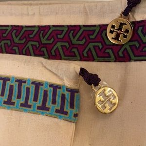 TORY BURCH cotton drawstring travel bags-set of 2